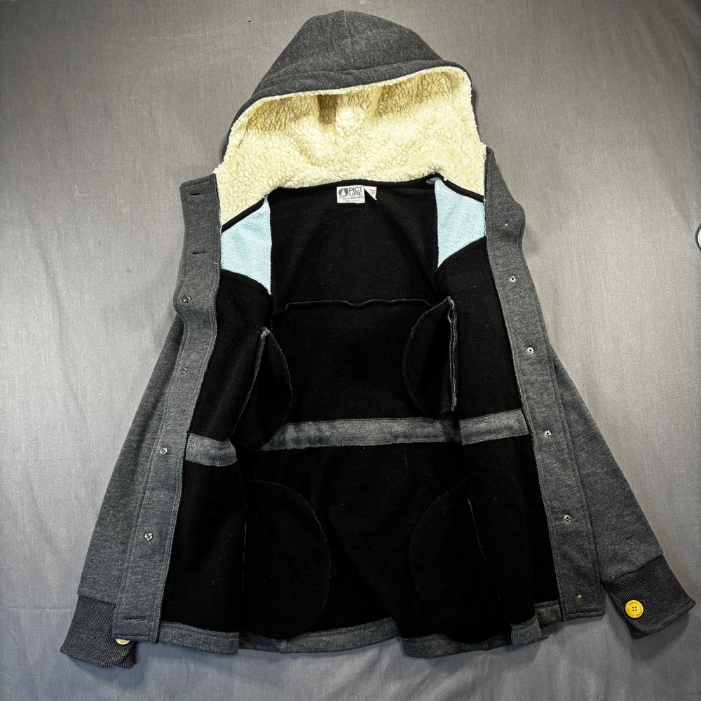 Picture Organic Clothing Sherpa Lined Hoodie‎ Jacket Women s Charcoal Blue - Picture 3 of 12